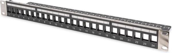 Digitus DN-91411-LF modulær patchpanel, skærmet 24-ports, blank, 1U, rackmontering, sort RAL 9005 Sort