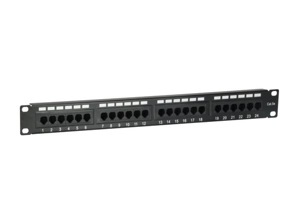 Udstyr Patch panel 24x RJ45 Cat5e 19" 1U sort Sort
