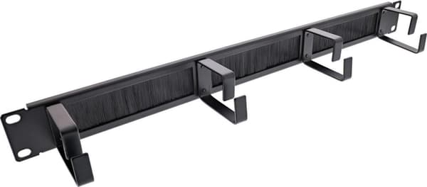 InLine® 48,30 cm (19") kabelindføringsplade med børste, 1U, RAL 9005 sort (19111L)