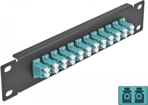 Delock - Patch Panel - LC Duplex MM X 12 - Sort - 1U - 25,4 cm (10") (66768) Turkisfarve, Sort