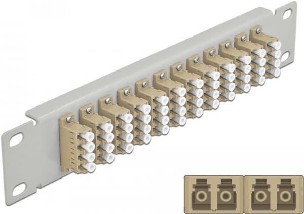 Delock - Patch Panel - LC MM X 48 - Grå - 1U - 25,4 cm (10") (66798) Beige, Grå