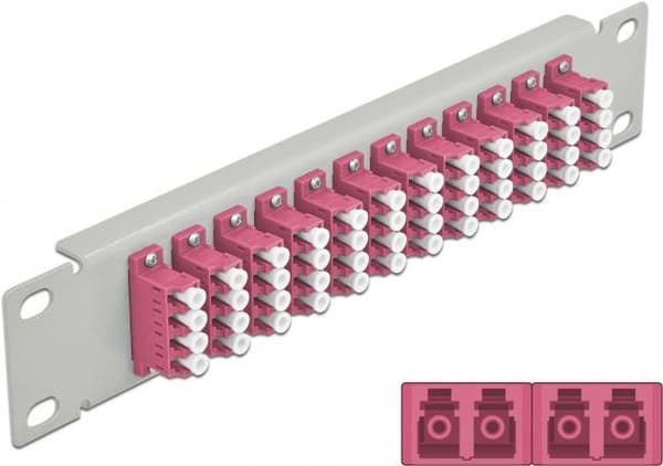 Delock - Patch Panel - Rackmonterbar - LC x 12 - Grå - 1U - 25,4 cm (10") (66800) Grå, Violet