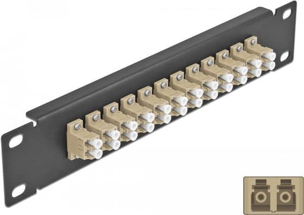 Delock - Patch Panel - skabsmontering - LC Duplex MM X 12 - sort, beige - 1U - 25,4 cm (10") (66767)