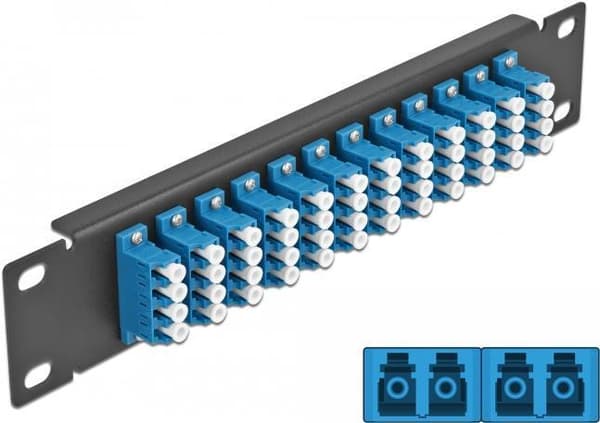 Delock - Patch Panel - LC SM X 48 - Sort - 1U - 25,4 cm (10") (66776) Sort, Blå