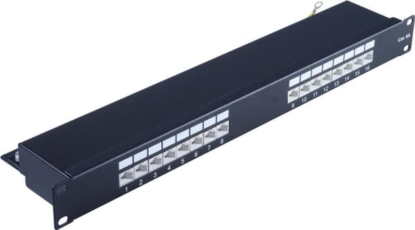 S/CONN maksimal tilslutning Patchfeld-cat 6A 48,30 cm (19") 1U patchpanel, sort, 16 porte (75068) Sort