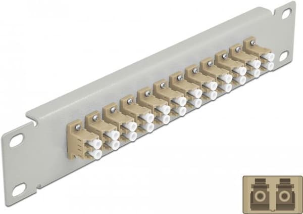 Delock - Patch Panel - skabsmontering - LC Duplex MM X 12 - grå, beige - 1U - 25,4 cm (10") (66788)