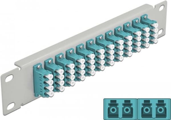 Delock - Patch Panel - skabsmontering - LC MM X 48 - grå, akvamarin - 1U - 25,4 cm (10") (66799) Turkisfarve, Grå