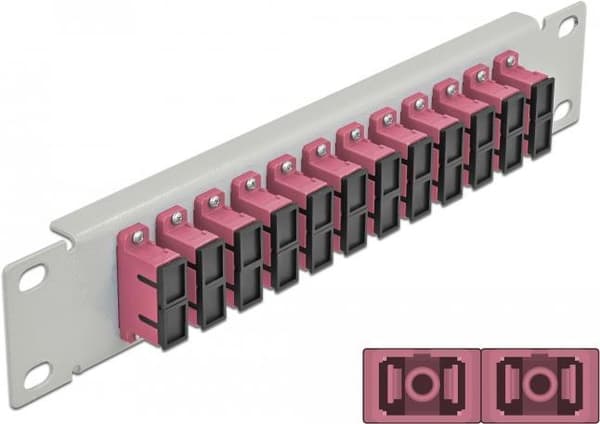 Delock - Patch Panel - SC Duplex MM X 12 - Grå - 1U - 25,4 cm (10") (66795) Grå, Violet