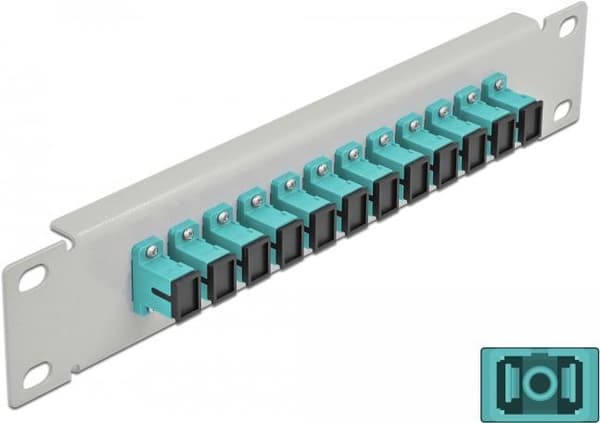 Delock - Patch Panel - SC MM X 12 - Grå - 1U - 25,4 cm (10") (66784) Turkisfarve, Grå