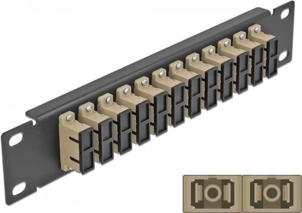 Delock - Patch Panel - skabsmontering - SC Duplex MM X 12 - sort, beige - 1U - 25,4 cm (10") (66773) Beige, Sort