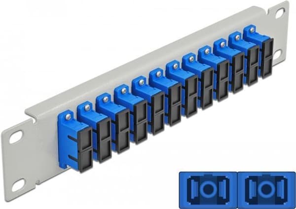 Delock - Patch Panel - SC Duplex SM X 12 - Grå - 1U - 25,4 cm (10") (66791) Blå, Grå