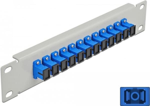 Delock - Patch Panel - Rackmonterbar - SC SM X 12 - Grå, Blå - 1U - 25,4 cm (10") (66781) Blå, Grå