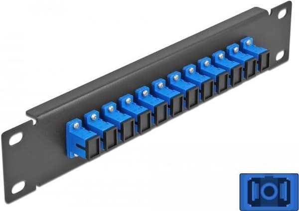 Delock - Patch Panel - skabsmontering - SC SM X 12 - sort, blå - 1U - 25,4 cm (10") (66760) Sort, Blå