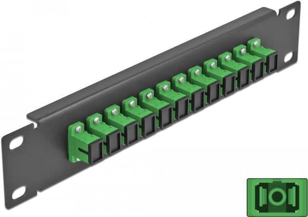 Delock - Patch Panel - skabsmontering - SC SM X 12 - sort, grøn - 1U - 25,4 cm (10") (66761)