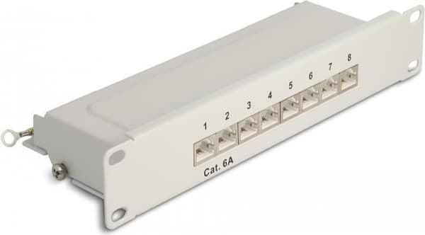Delock - Patch Panel - CAT 6a - RJ-45 X 8 - grå - 1U - 25,4 cm (10") Grå