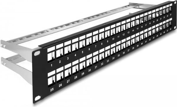 Delock - Patch panel (dummy plade) - sort - 2U - 48,3 cm (19") - 48 porte Sort