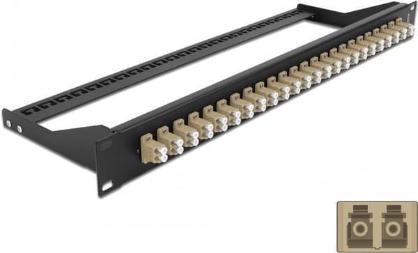 Delock - Patch Panel - Rackmonterbar - LC Duplex MM X 24 - Sort, beige - 1U - 48,3 cm (19") (43388) Beige, Sort