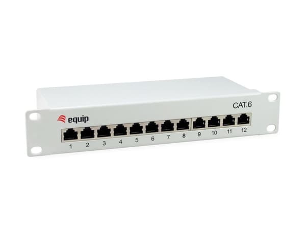 Udstyr 12-Port Cat.6 skærmet patchpanel - Lysegrå - Gigabit Ethernet - 1000 Mbit/s - RJ-45 - Cat6,Cat6e - Grå - Stål (208014NEWVERSION) Grå