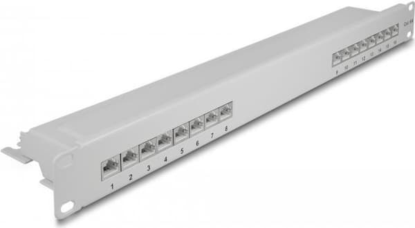 Delock - Patch Panel - CAT 6a - RJ-45 X 16 - grå - 1U - 48,3 cm (19") Grå