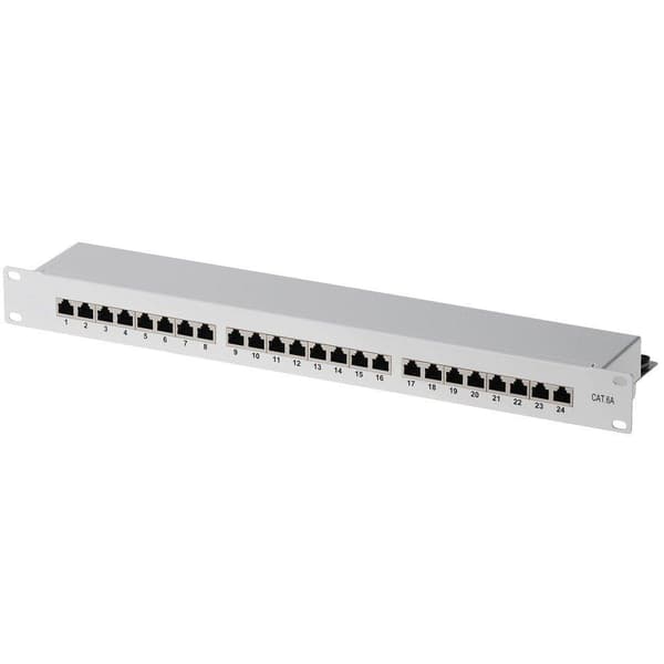 Helos - Patch Panel - RJ-45 X 24 - Grå, RAL 7035 - 1U - 48,3 cm (19")