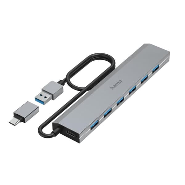 Hama USB-hub 7-ports USB 3.2 Gen1 5 Gbit/s Inc. USB-C-adapter og strømadapter