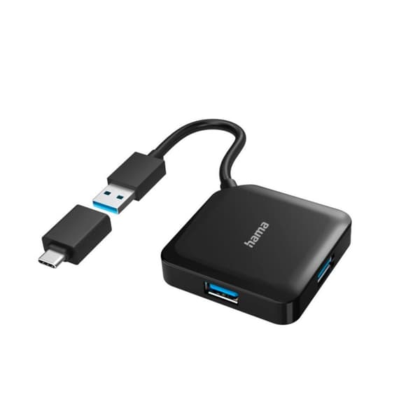 Hama USB-hubb 4-ports USB 3.2 Gen1 5 Gbit/s Inkl. USB-C adapter