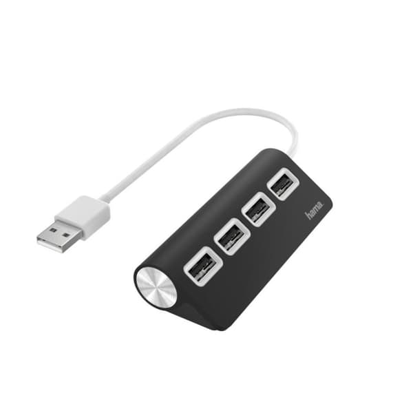 Hama USB hub 4-porttinen USB 2.0 480 Mbit/s Musta