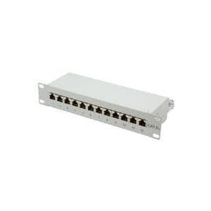 LogiLink 25,40 cm (10") patchpanel Kat. 6A, 12 porte, lysegrå, 1U (RAL7035), 12 x RJ45-porte, skærmet, klasse: EA 500 MHz, - 1 stk (NP0052) Grå