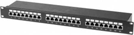 Patchpanel, Cat 6, 24 porte, STP, 1 U, 48,30 cm (19"), sort Cat 6 patchpanel med 24 porte (257310)