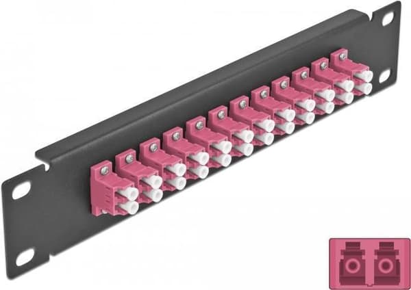 Delock - Patch Panel - LC Duplex MM X 12 - Sort - 1U - 25,4 cm (10") (66769)