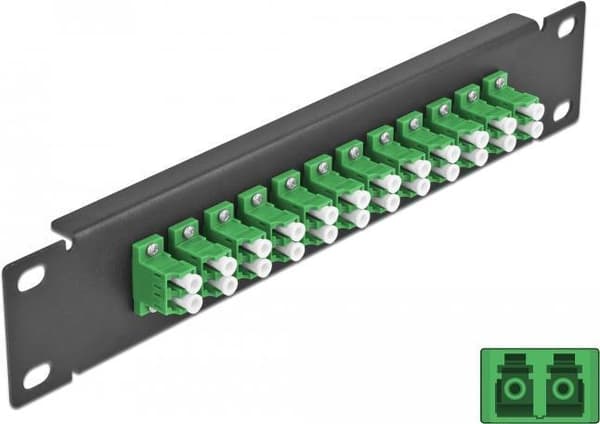 Delock - Patch Panel - LC Duplex SM X 12 - Sort - 1U - 25,4 cm (10") (66766) Sort, Grøn