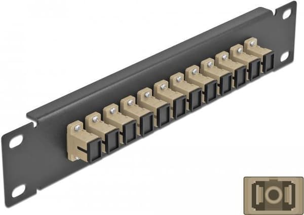 Delock - Patch Panel - SC MM X 12 - Sort - 1U - 25,4 cm (10") (66762) Beige, Sort