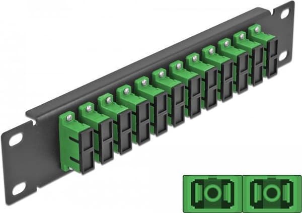Delock - Patch Panel - skabsmontering - SC Duplex SM X 12 - sort, grøn - 1U - 25,4 cm (10") (66772) Sort, Grøn