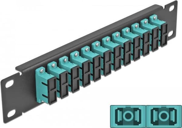 Delock - Patch Panel - SC MM X 12 - Sort - 1U - 25,4 cm (10") (66774)