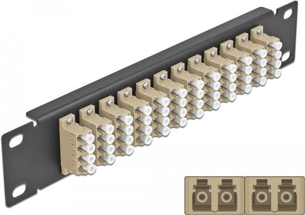 Delock - Patch Panel - skabsmontering - LC MM X 48 - sort, beige - 1U - 25,4 cm (10") (66778) Beige, Sort
