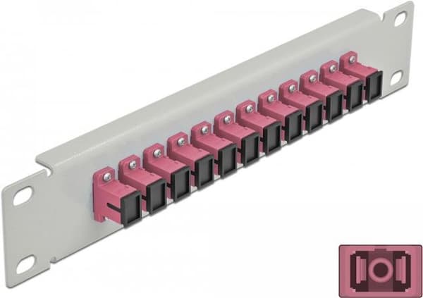 Delock - Patch Panel - Rack montering - SC MM X 12 - grå, violet - 1U - 25,4 cm (10") (66785) Grå, Violet