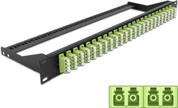 Delock - Patch Panel - rackmonterbar - LC Quad MM x 24 - sort, lysegrøn - 1U - 48,3 cm (19") Grøn