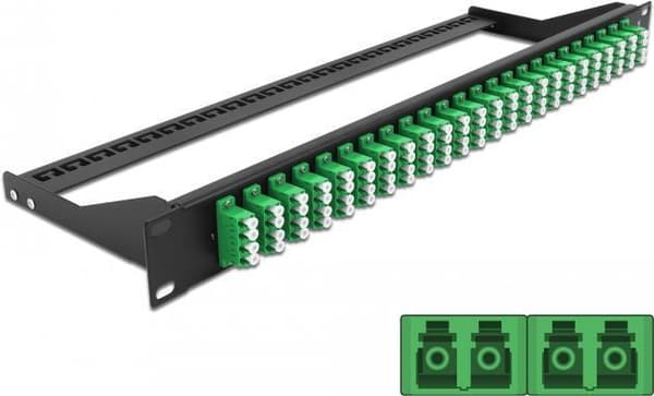 Delock - Patch Panel - rackmonterbar - LC Quad SM x 24 - sort, grøn - 1U - 48,3 cm (19") Sort, Grøn