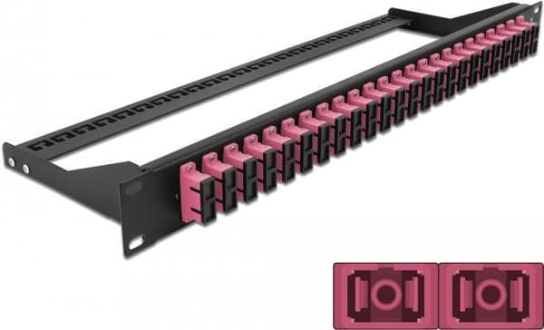 Delock - Patch Panel - rackmonterbar - SC Duplex MM X 24 - sort, violet - 1U - 48,3 cm (19") Sort, Violet
