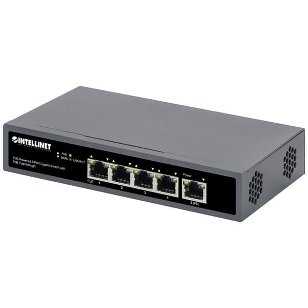 Intellinet PoE-Powered 5-Port Gigabit Switch RJ45 10 / 100 / 1000 MBit/s IEEE 802.3af (12.95 W), IEEE 802.3at (25.5 W),