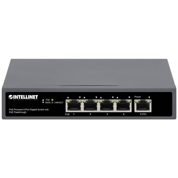 Intellinet PoE-Powered 5-Port Gigabit Switch RJ45 10 / 100 / 1000 MBit/s IEEE 802.3af (12.95 W), IEEE 802.3at (25.5 W),