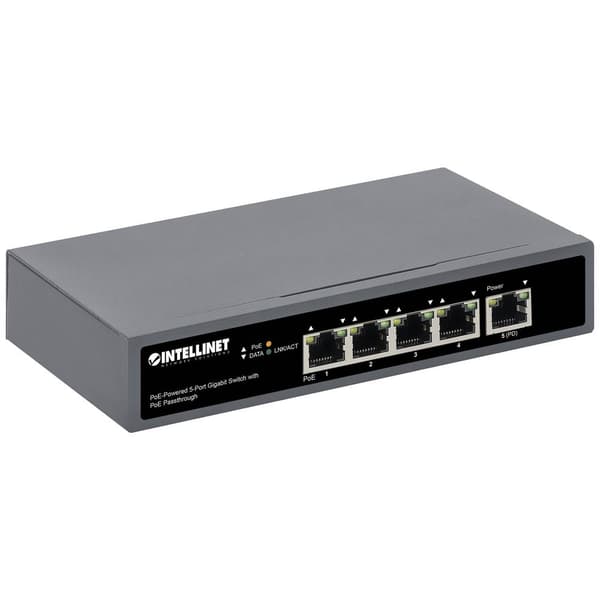 Intellinet PoE-Powered 5-Port Gigabit Switch RJ45 10 / 100 / 1000 MBit/s IEEE 802.3af (12.95 W), IEEE 802.3at (25.5 W),