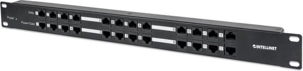 Intellinet - Power Injector (teline - asennettava) - 120 Watt - Lähtöliitännät: 12 - 1U - 48,3 cm (19") - Musta (720342) musta
