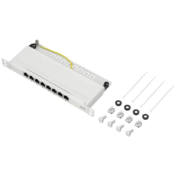 Renkforce RF-4996630 8 Port Patchpanel 254 mm (10) CAT 6A 0.5 U Grå Bestyckad