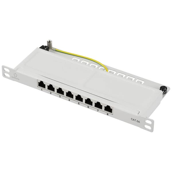 Renkforce RF-4996630 8 Port Patchpanel 254 mm (10) CAT 6A 0.5 U Grå Bestyckad