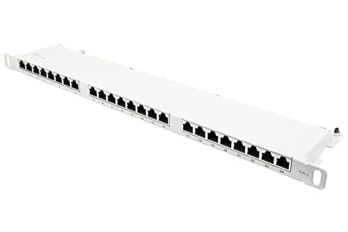 Patchpanel 48,30 cm (19") Kat. 6, 24-ports, 0,5 U, STP-afskærmet, åbning uden værktøj, ren hvid (RAL9010), Goo (GC-N0137) Hvid