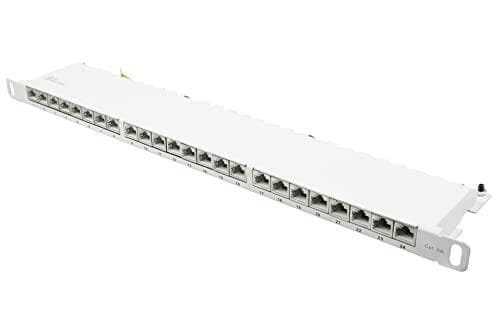 Patchpanel 48,30 cm (19") Kat. 6A, 24-ports, 0,5 U, STP-afskærmet, åbning uden værktøj, ren hvid (RAL9010), Go (GC-N0143) Hvid