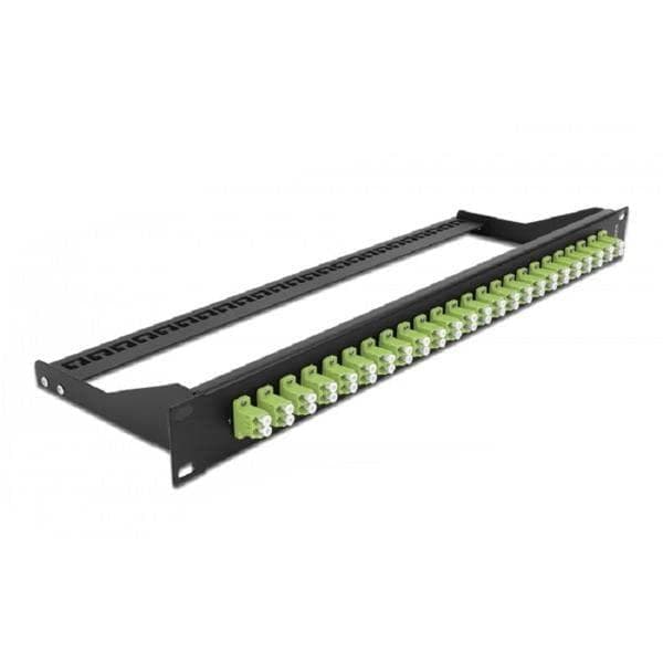Delock - Patch Panel - Rack montering - LC Duplex MM X 24 - sort, lysegrøn - 1U - 48,3 cm (19") Sort, Grøn