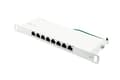 Miniatyrbillede 1 af 3: Patchpanel 25,40 cm (10") Kat. 6, 8-ports, 0,5 U, STP-afskærmet, værktøjsfri åbning, ren hvid (RAL9010), God (GC-N0125)