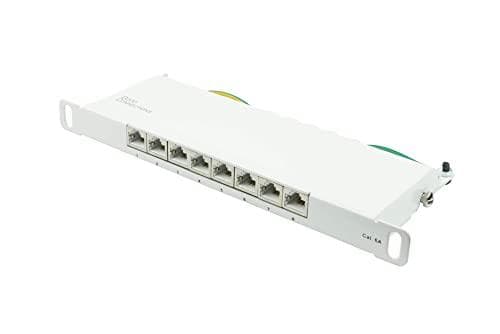 Patchpanel 25,40 cm (10") Kat. 6A, 8-ports, 0,5 U, STP-afskærmet, værktøjsfri åbning, ren hvid (RAL9010), Goo (GC-N0131) Hvid